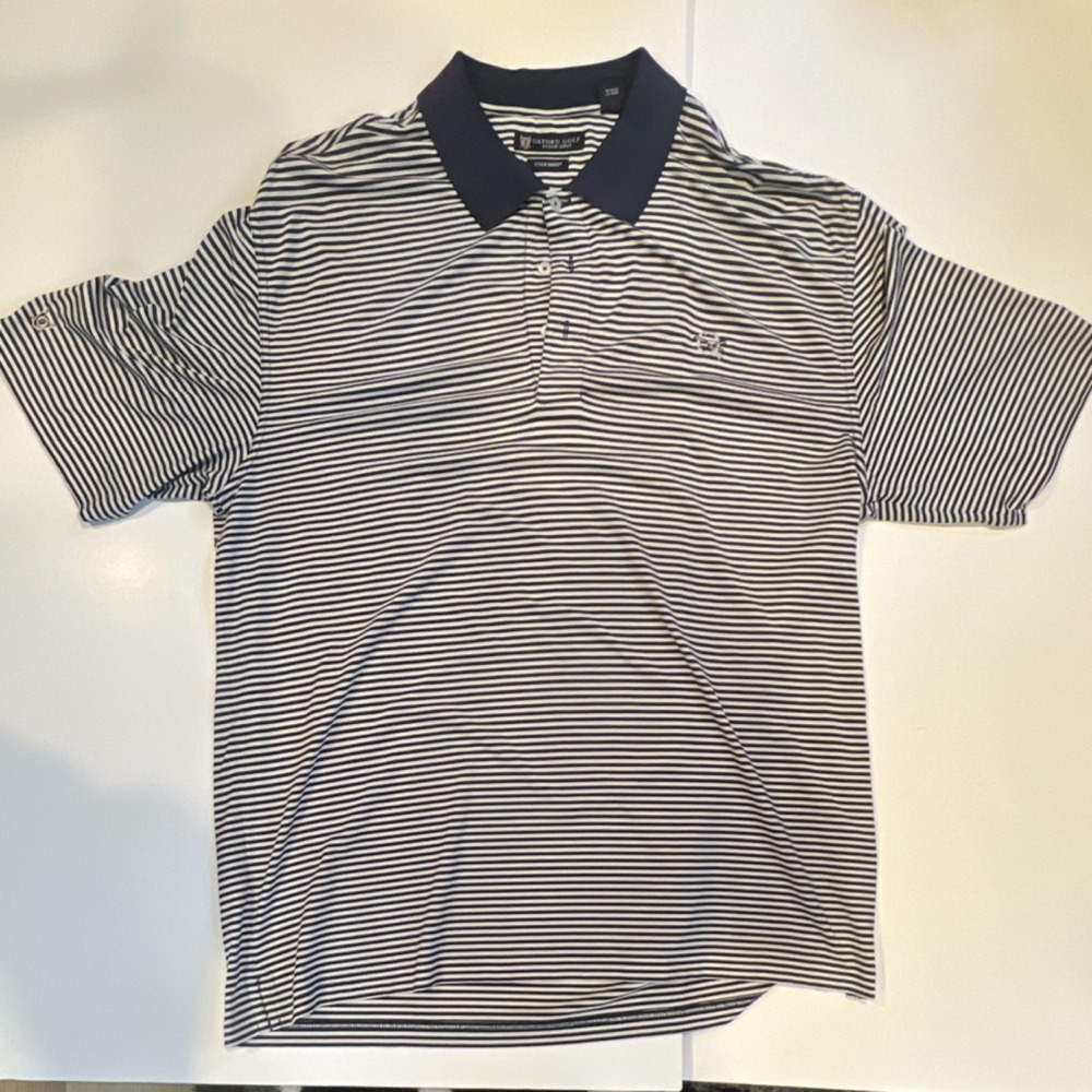Oxford Golf Coolmax Super Dry Moisture Wicking Striped Polo Shirt Men's L